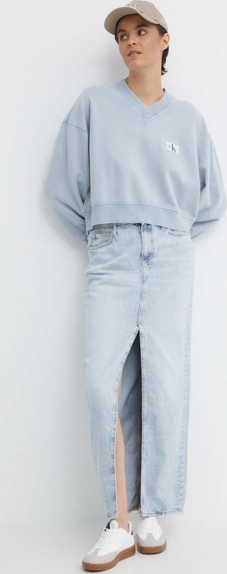 Niebieska spódnica Calvin Klein maxi w stylu casual z bawełny