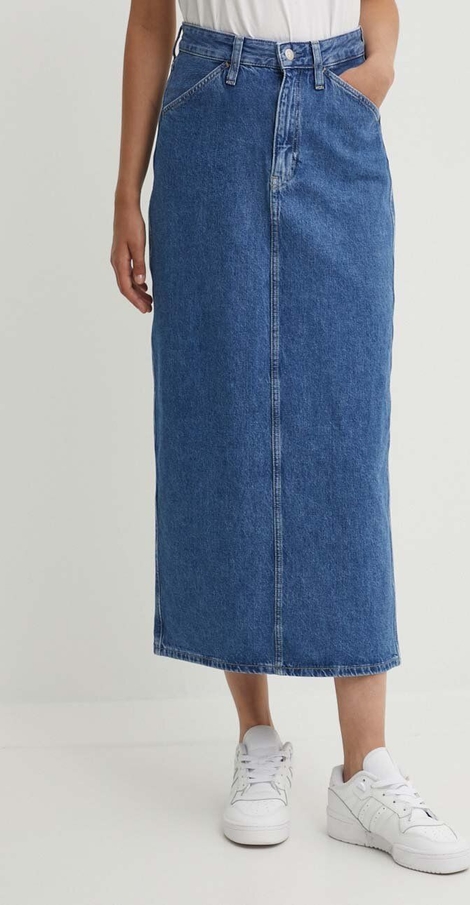 Niebieska spódnica Calvin Klein maxi z bawełny