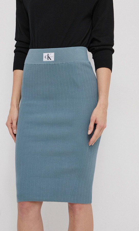 Niebieska spódnica Calvin Klein z bawełny midi