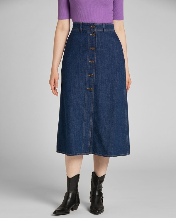 Niebieska spódnica Lee z jeansu midi w stylu casual