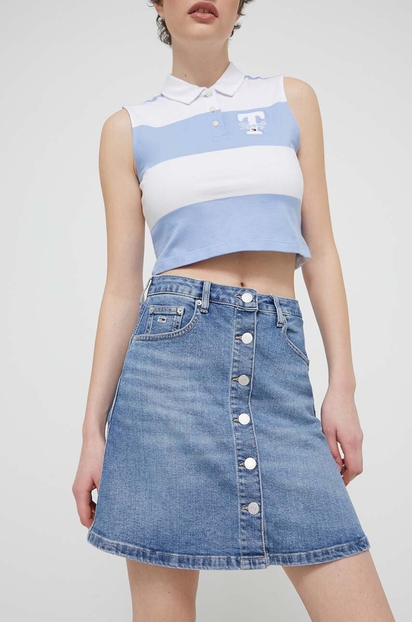 Niebieska spódnica Tommy Jeans w stylu casual mini z bawełny