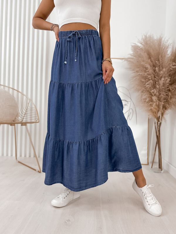 Niebieska spódnica Ubra midi w stylu casual