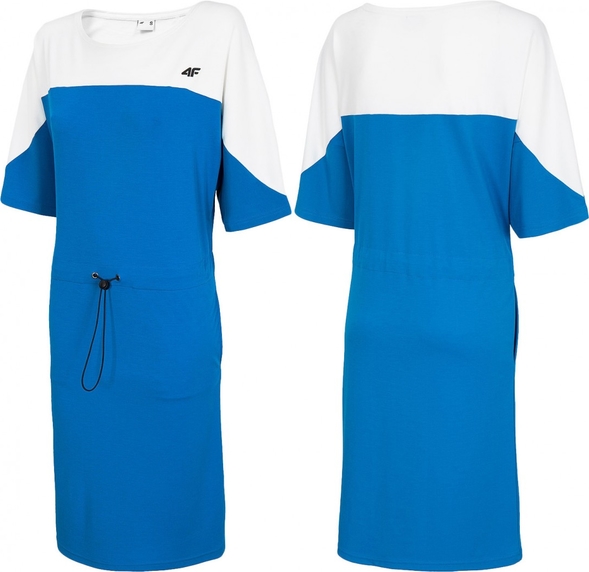 Niebieska sukienka 4F z krótkim rękawem z okrągłym dekoltem