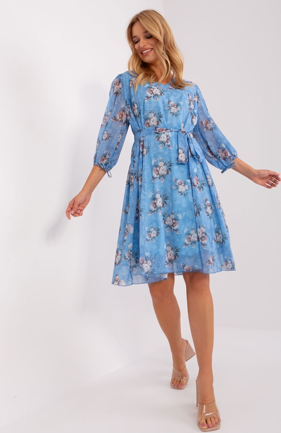 Niebieska sukienka 5.10.15 w stylu casual mini z długim rękawem