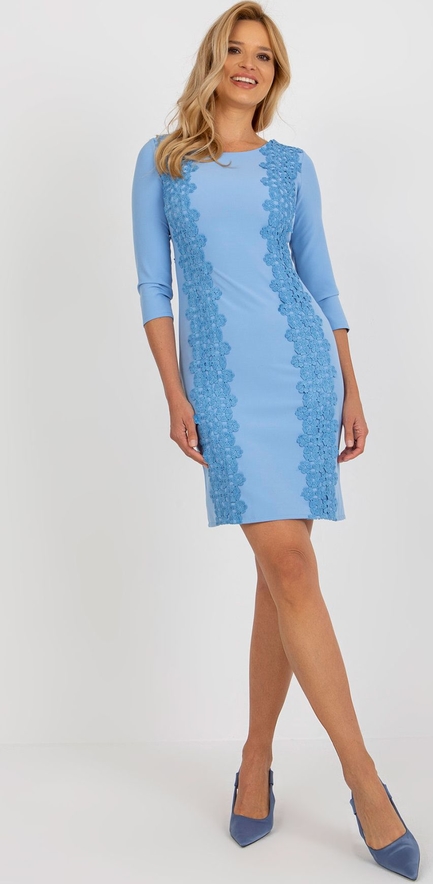 Niebieska sukienka 5.10.15 w stylu casual mini z okrągłym dekoltem