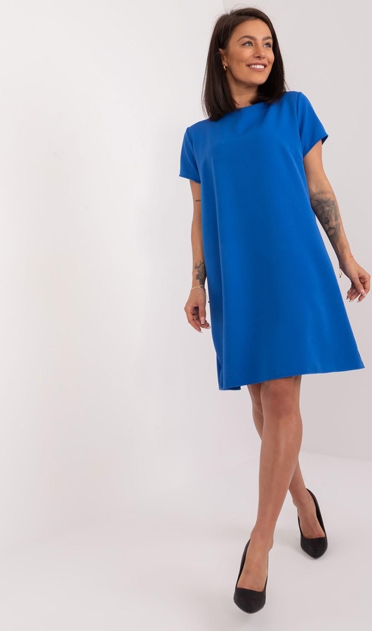 Niebieska sukienka 5.10.15 z krótkim rękawem z okrągłym dekoltem oversize