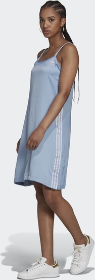 Niebieska sukienka Adidas w sportowym stylu mini z satyny