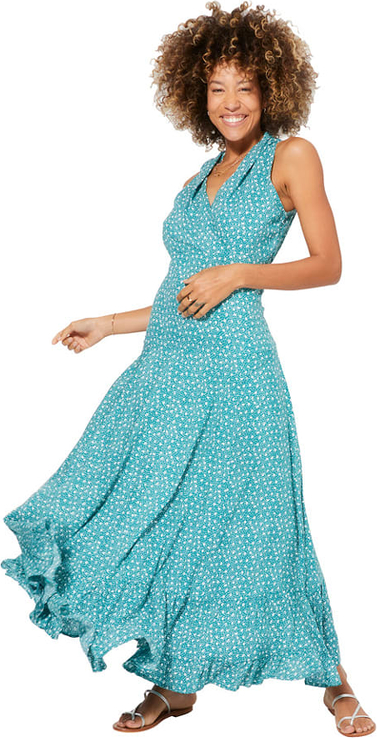 Niebieska sukienka Aller Simplement z dekoltem w kształcie litery v na ramiączkach