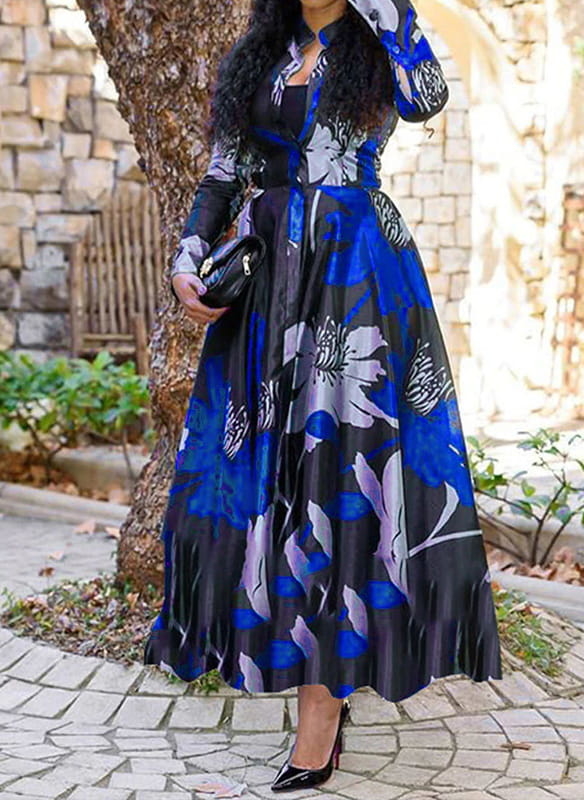 Niebieska sukienka Arilook z dekoltem w kształcie litery v maxi