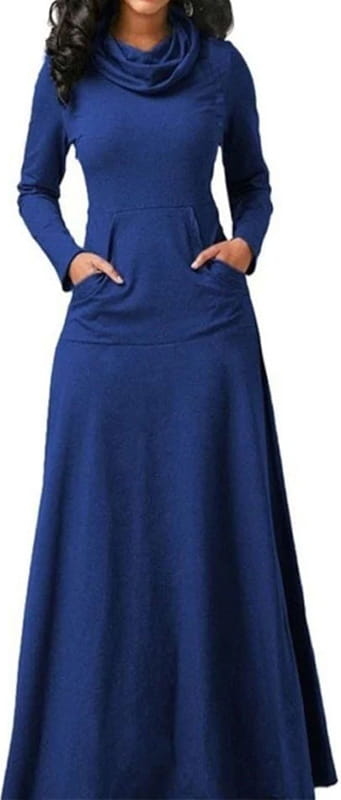 Niebieska sukienka Arilook z dresówki z golfem