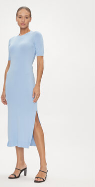 Niebieska sukienka Armani Exchange z okrągłym dekoltem w stylu casual