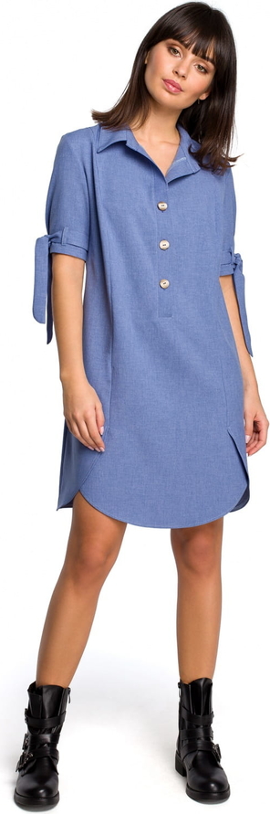 Niebieska sukienka Be w stylu casual mini