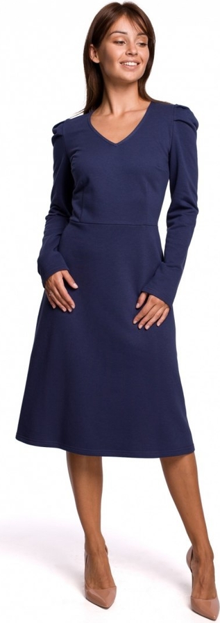 Niebieska sukienka Be z dekoltem w kształcie litery v