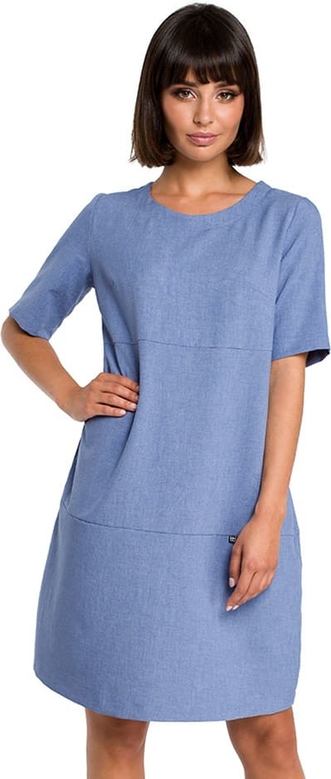 Niebieska sukienka BeWear z krótkim rękawem mini
