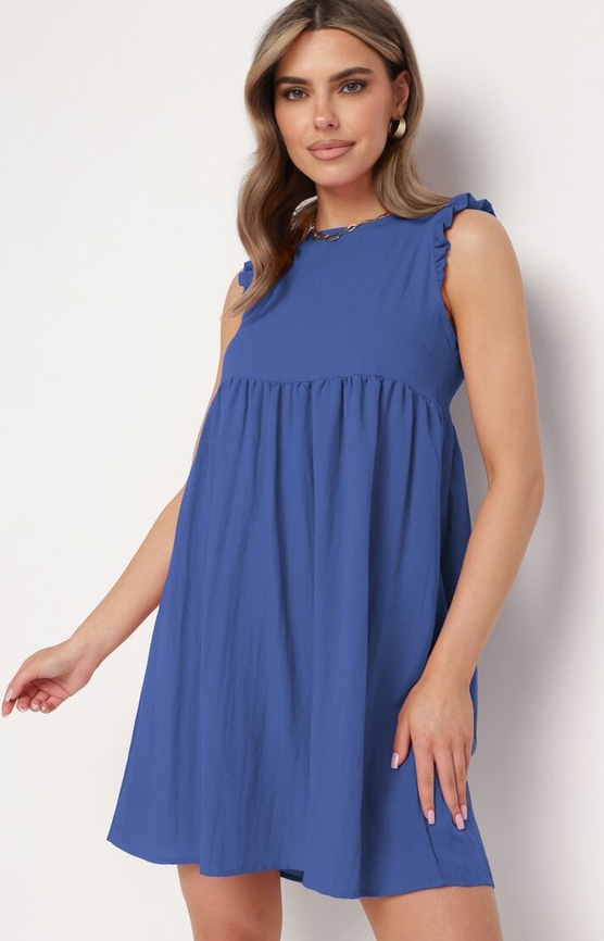 Niebieska sukienka born2be oversize mini w stylu casual