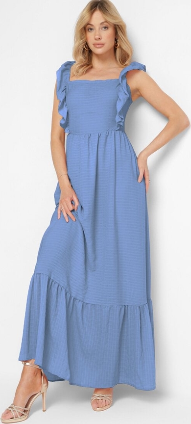 Niebieska sukienka born2be w stylu klasycznym