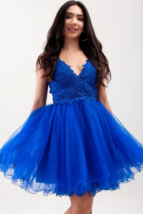 Niebieska sukienka Butik Ecru mini na ramiączkach