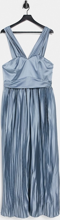 Niebieska sukienka Chi Chi London na ramiączkach maxi z dekoltem w kształcie litery v