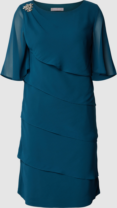 Niebieska sukienka Christian Berg mini z szyfonu z okrągłym dekoltem