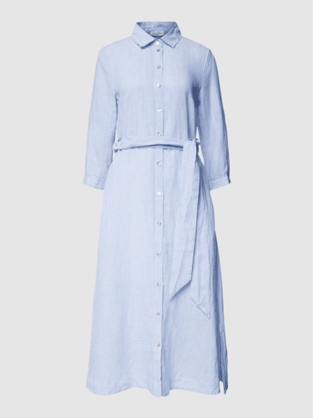 Niebieska sukienka Christian Berg Woman z długim rękawem w stylu casual z kołnierzykiem