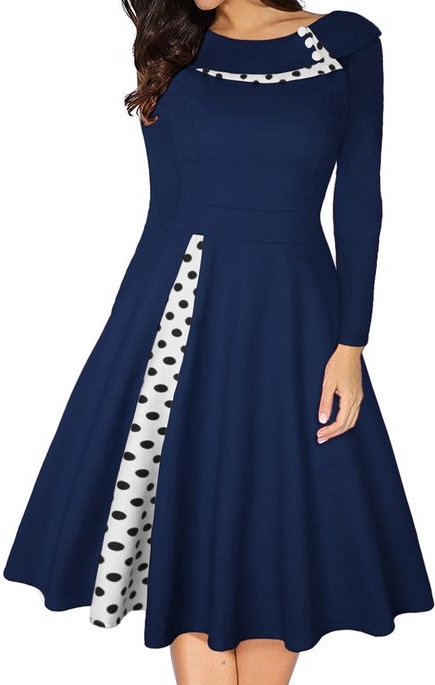 Niebieska sukienka Cikelly z okrągłym dekoltem