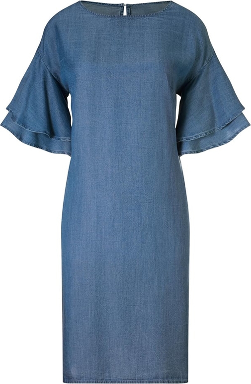 Niebieska sukienka Cl z okrągłym dekoltem z krótkim rękawem