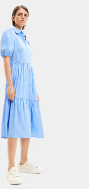 Niebieska sukienka Desigual z krótkim rękawem midi