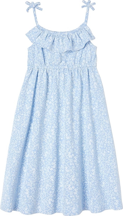 Niebieska sukienka dziewczęca Vertbaudet z bawełny w kwiatki