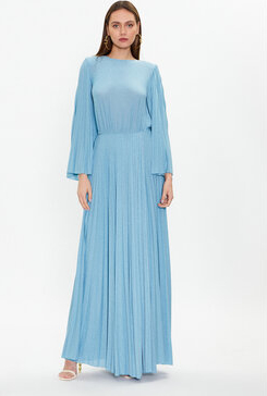 Niebieska sukienka Elisabetta Franchi z długim rękawem