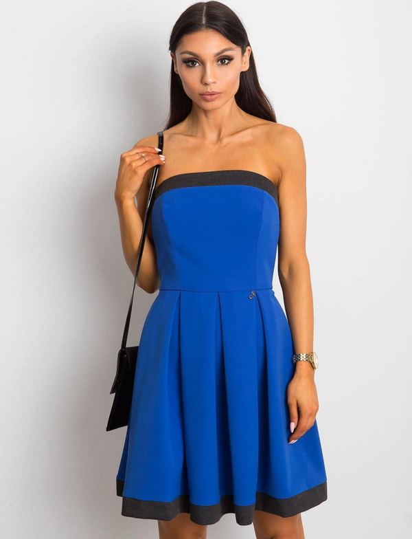 Niebieska sukienka Factory Price bez rękawów gorsetowa mini