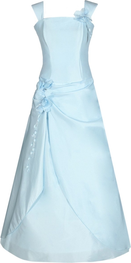 Niebieska sukienka Fokus z dekoltem w karo maxi