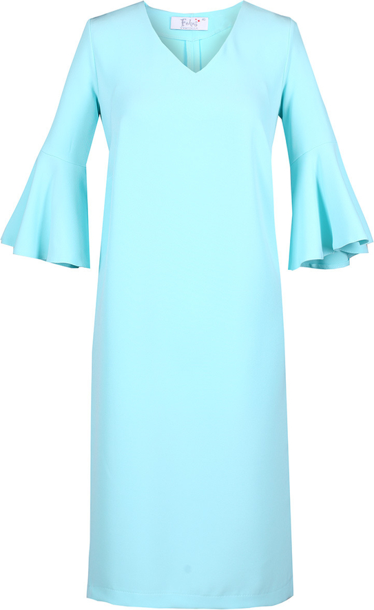 Niebieska sukienka Fokus z długim rękawem midi trapezowa