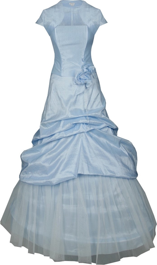 Niebieska sukienka Fokus z krótkim rękawem rozkloszowana