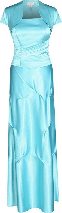 Niebieska sukienka Fokus z satyny maxi