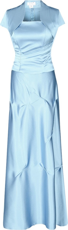 Niebieska sukienka - (#fokus z satyny z krótkim rękawem gorsetowa