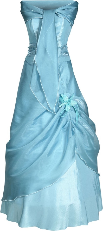 Niebieska sukienka Fokus z tiulu rozkloszowana bez rękawów