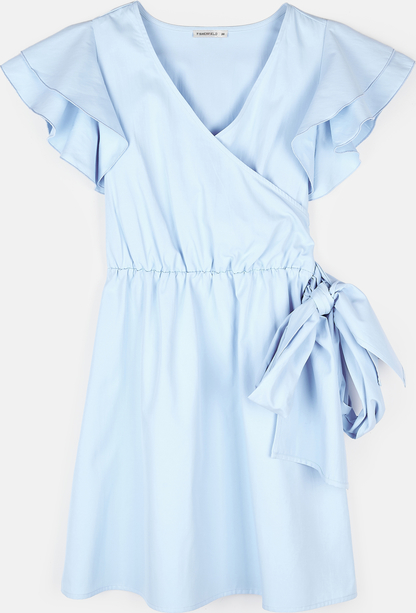 Niebieska sukienka Gate kopertowa z krótkim rękawem w stylu casual