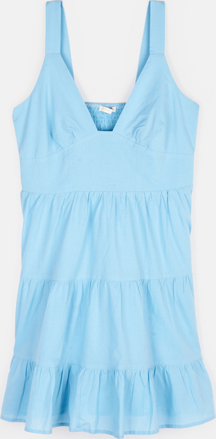 Niebieska sukienka Gate z dekoltem w kształcie litery v na ramiączkach mini
