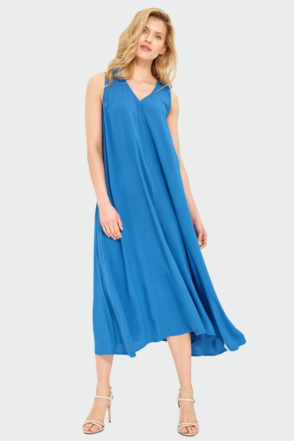 Niebieska sukienka Greenpoint z dekoltem w kształcie litery v maxi
