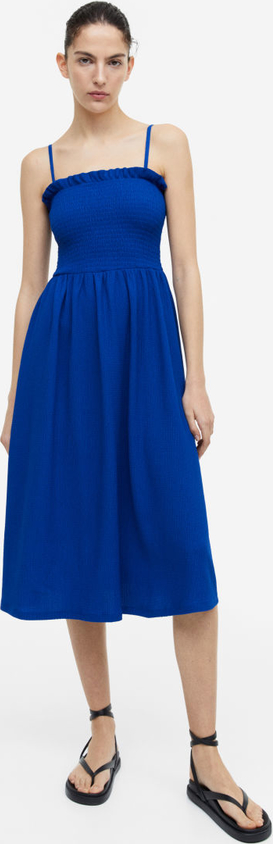 Niebieska sukienka H & M bez rękawów z dżerseju midi