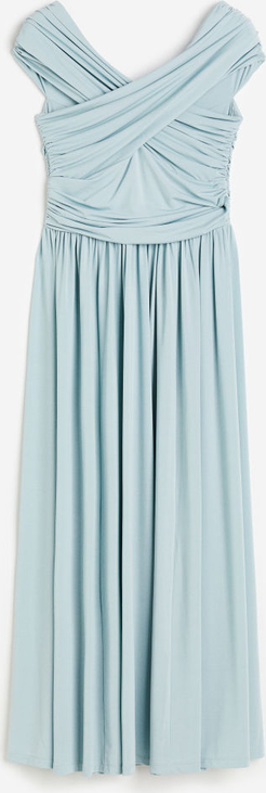 Niebieska sukienka H & M midi w stylu casual z dekoltem w kształcie litery v