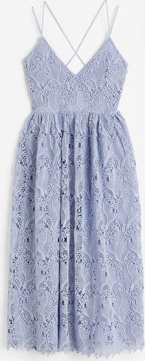 Niebieska sukienka H & M rozkloszowana w stylu casual z dżerseju