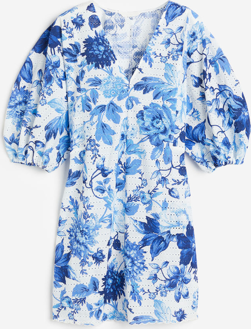 Niebieska sukienka H & M w stylu casual z tkaniny prosta