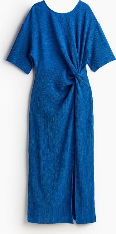Niebieska sukienka H & M z krótkim rękawem z dżerseju z okrągłym dekoltem