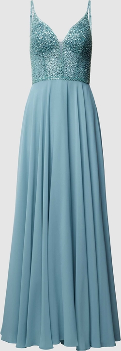 Niebieska sukienka Hey Kyla maxi z dekoltem w kształcie litery v rozkloszowana