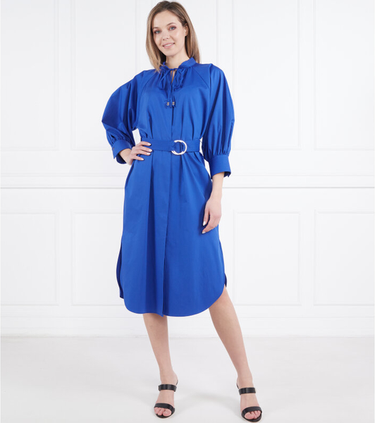 Niebieska sukienka Hugo Boss midi w stylu casual szmizjerka
