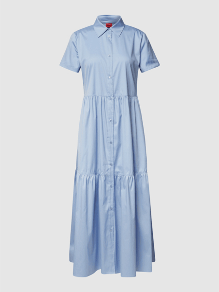 Niebieska sukienka Hugo Boss z krótkim rękawem z bawełny w stylu casual