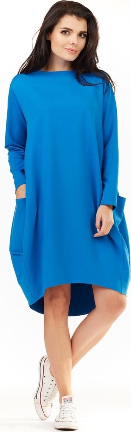 Niebieska sukienka Infinite You z okrągłym dekoltem w stylu casual mini