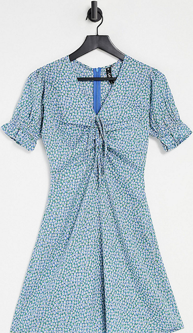 Niebieska sukienka Influence Tall z krótkim rękawem mini z dekoltem w kształcie litery v