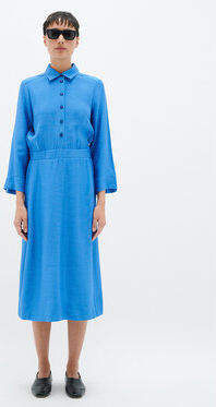 Niebieska sukienka InWear w stylu casual z długim rękawem midi